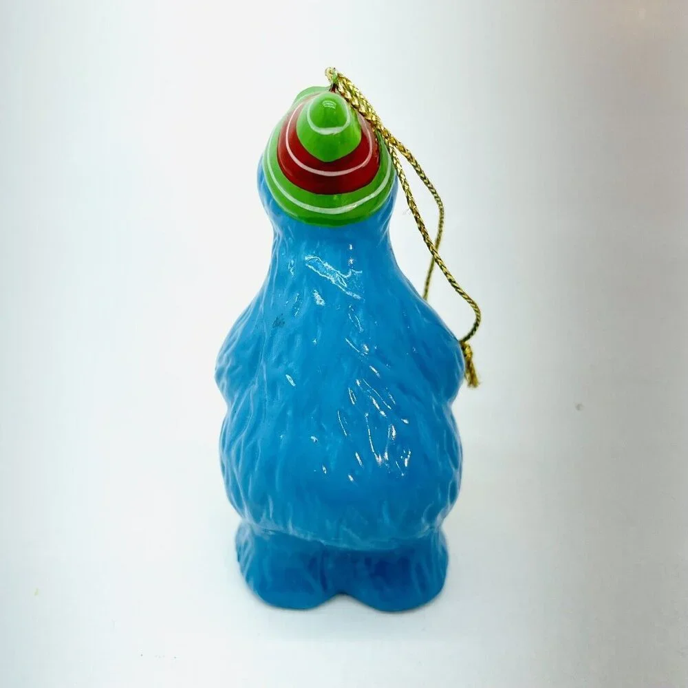 Vintage Christmas Ornament COOKIE MONSTER SESAME ST. MUPPETS Hand Painted Taiwan